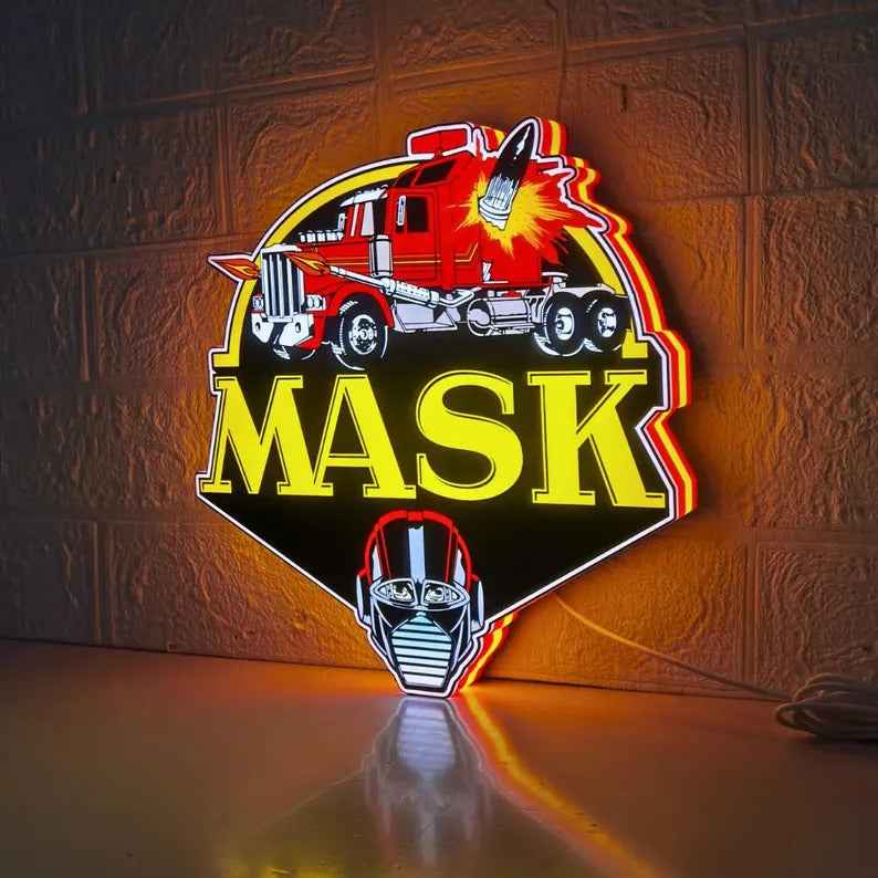 M.A.S.K. Kenner LED Lightbox Sign - 3D Printed Logo, USB Powered, 4 Sizes