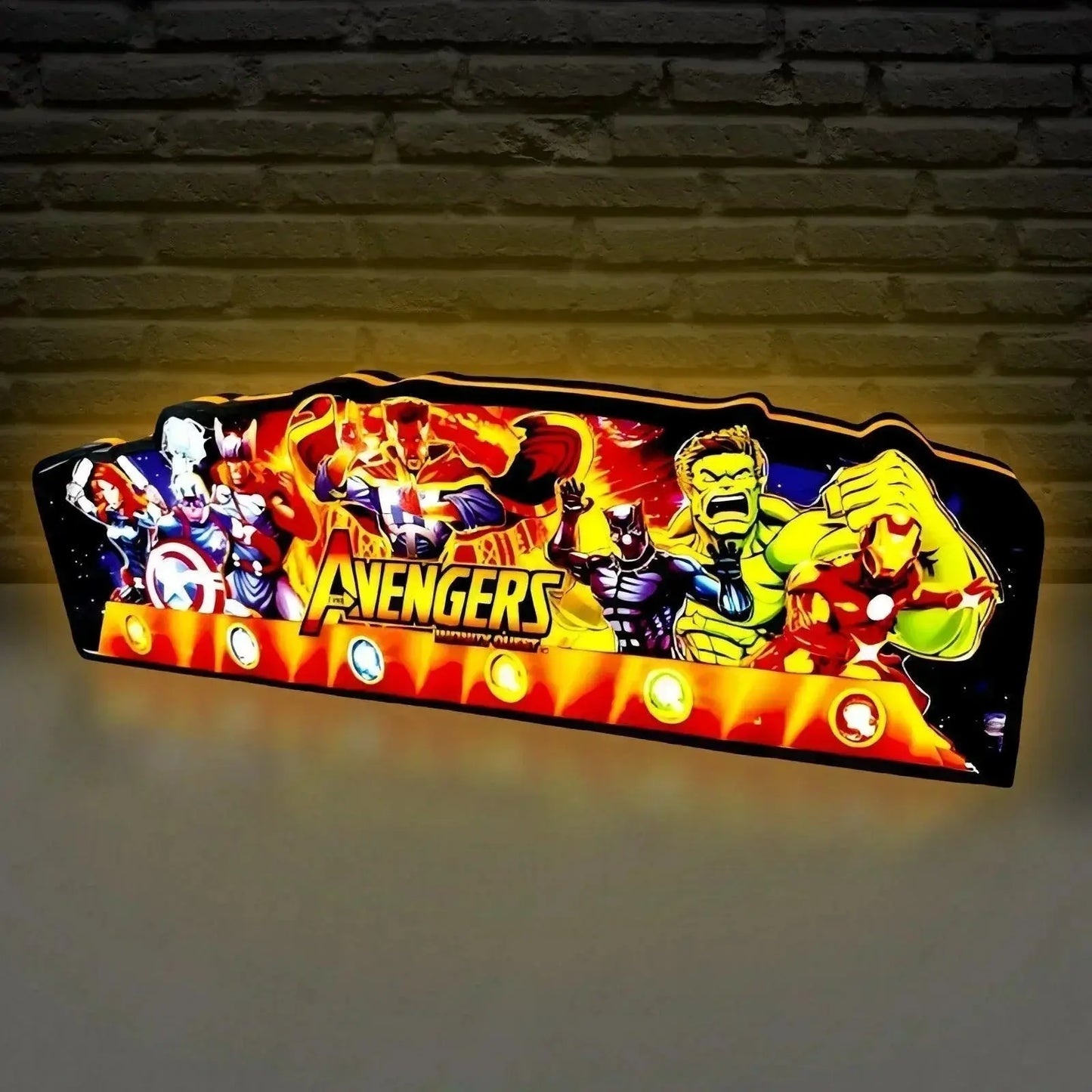 New Arrival Avengers Infinity Quest Pinball Topper 3D printed lightbox art Marvel LED, Dimmable, and USB powered FYLZGO Signs