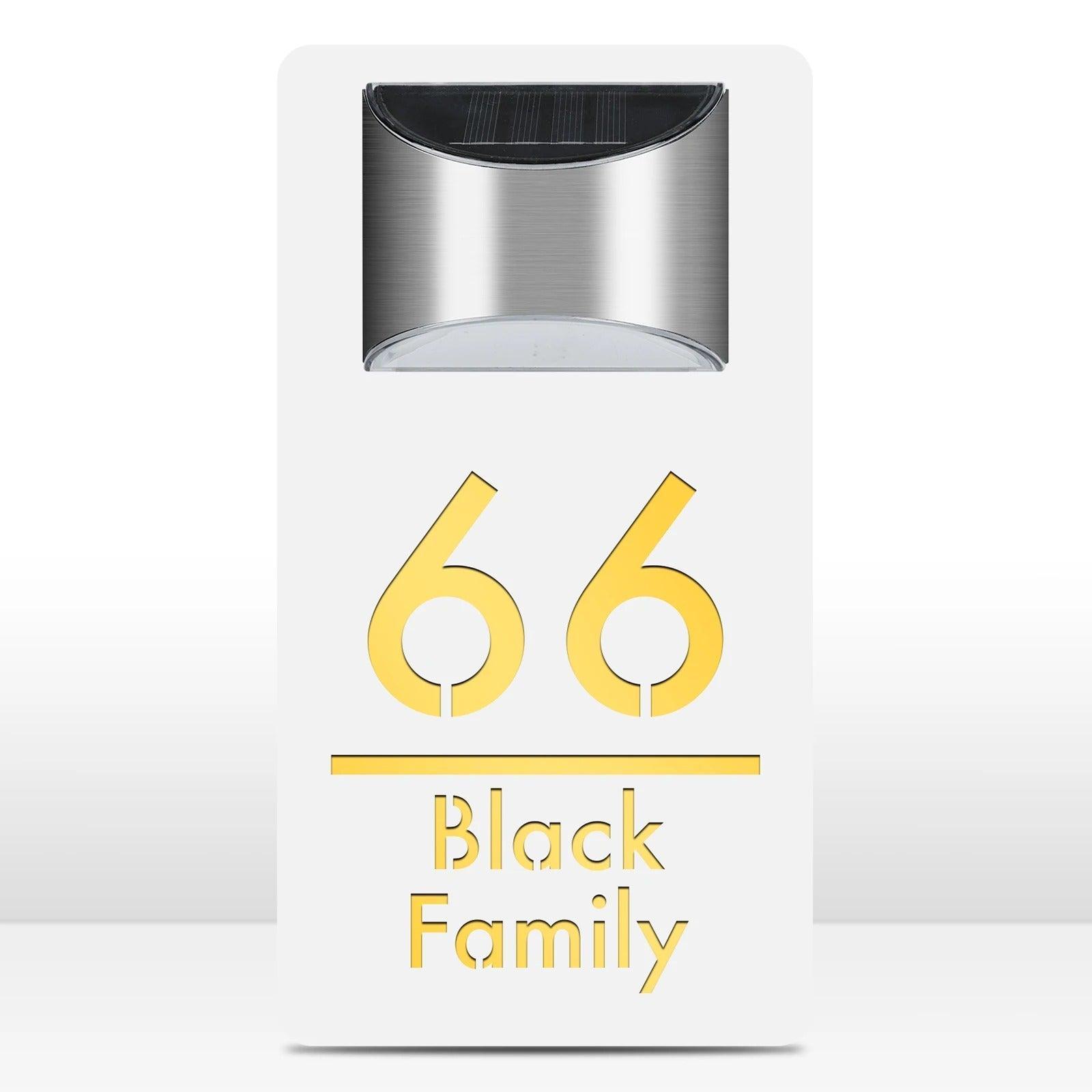 Personalized Solar House Sign LED Light Acrylic Plate Customized Address Plaque FYLZGO Custom