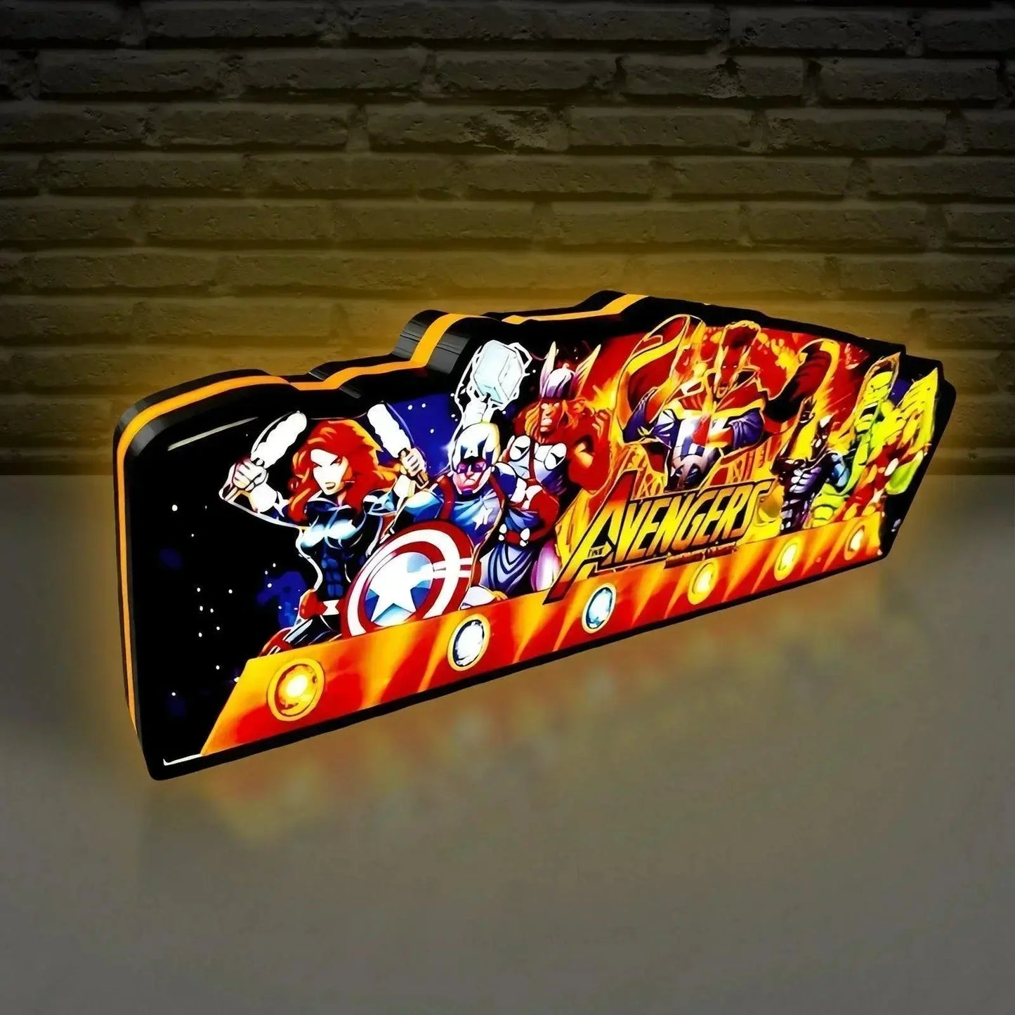 New Arrival Avengers Infinity Quest Pinball Topper 3D printed lightbox art Marvel LED, Dimmable, and USB powered FYLZGO Signs