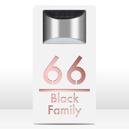 Personalized Solar House Sign LED Light Acrylic Plate Customized Address Plaque FYLZGO Custom