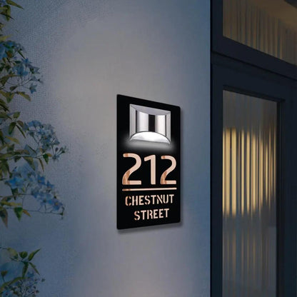 Personalized Solar House Number Sign Outdoor Street Name LED Modern House Signs FYLZGO Custom