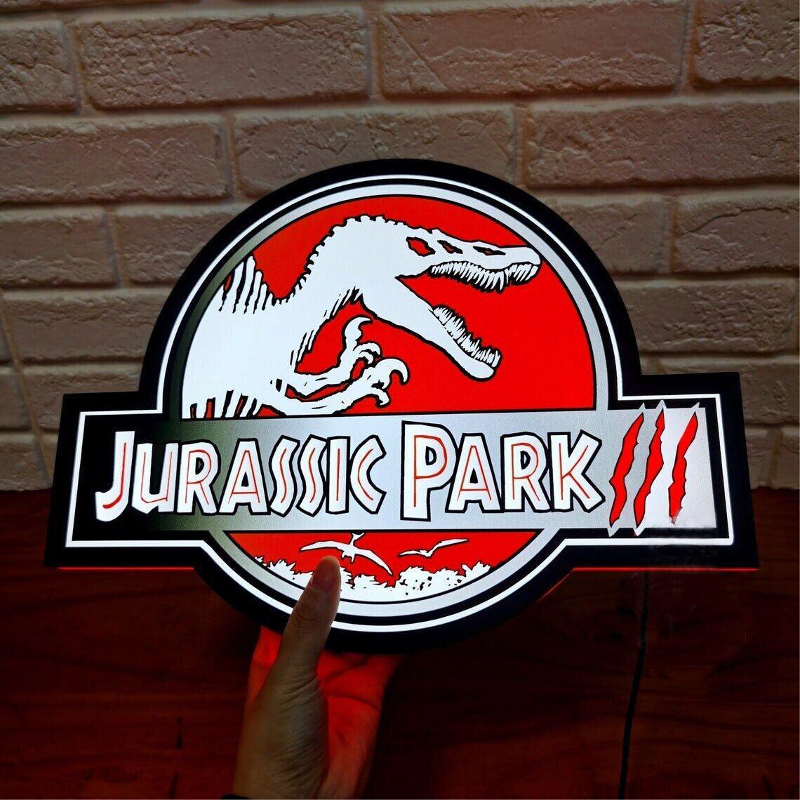 Jurassic Park 3 Light Box 3D Printed Fully Dimmable with Extra Long USB Cable - FYLZGO Signs