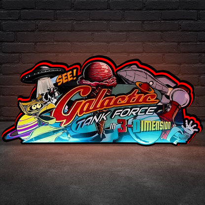 Galactic Tank Force Pinball Topper 3D LED Lightbox, for American Pinball Machine Decor, Perfect for Game Room NEOUNIK Signs