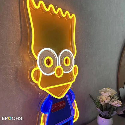 Simpson Neon LED Light-Up Sign  20 x 9 Inches Clear Edge Cut Acrylic Backing, with Dimmer - Bright and Premium built For Gaming and Kids Room Decor FYLZGO Signs