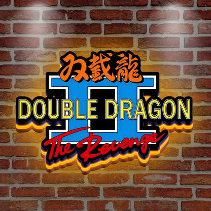 Custom Double Dragon II The Revenge Logo LED Nightlight 3D Print Desktop Lightbox Signs RGB FYLZGO Signs