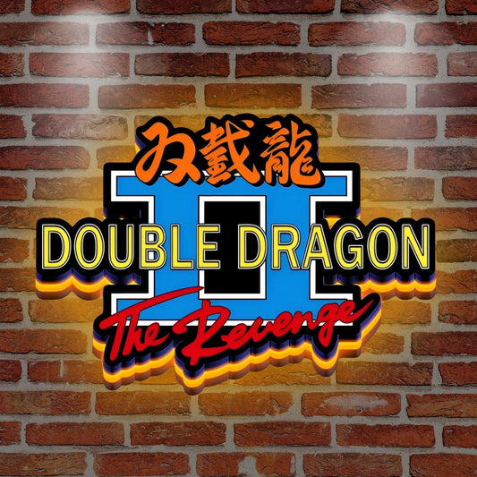 Custom Double Dragon II The Revenge Logo LED Nightlight 3D Print Desktop Lightbox Signs RGB FYLZGO Signs
