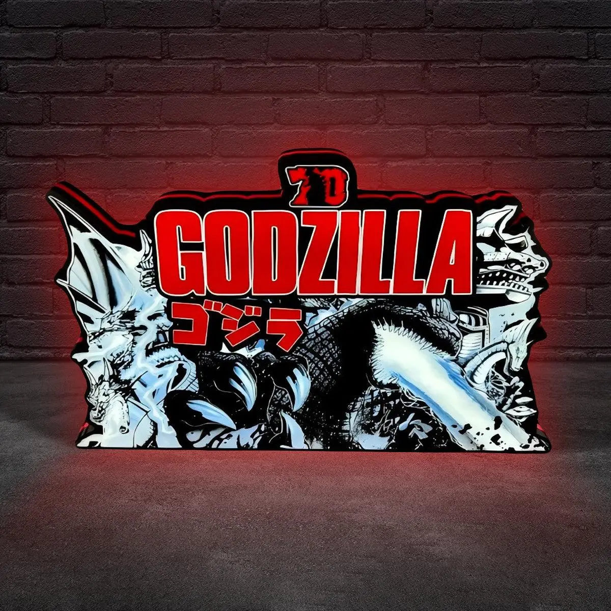 Godzilla 70th Anniversary Pinball Topper 3D Printed LED Lightbox, Arcade Game Led Lightbox, Pinball Arcade Decor FYLZGO Signs