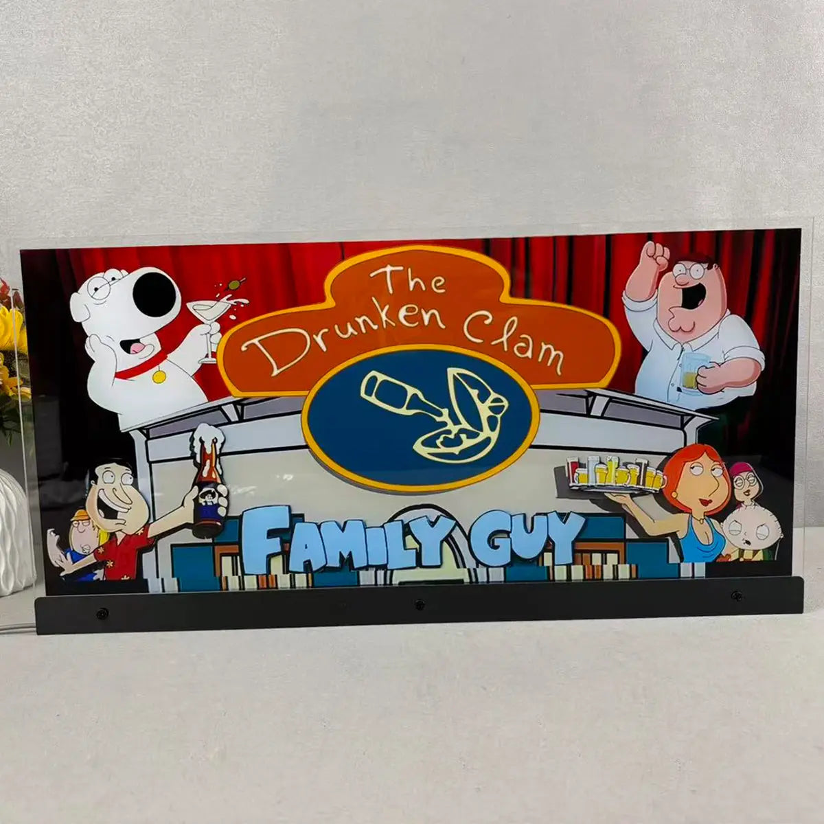 The Drunken Clam 3D Acrylic LED Topper, Family Guy Pinball Topper For  Pinball Mahine, Pinball Topper FYLZGO Signs