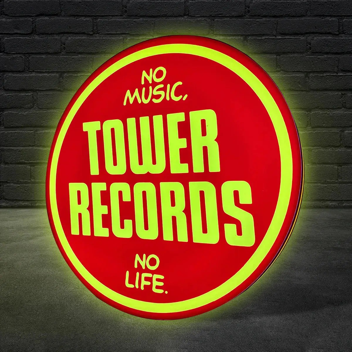 Tower Records LED Lightbox No Music, no Life Vintage Records Store LED Sign FYLZGO Signs
