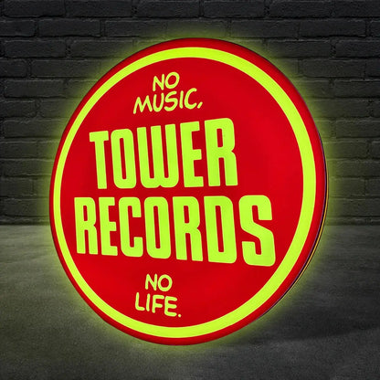 Tower Records LED Lightbox No Music, no Life Vintage Records Store LED Sign FYLZGO Signs