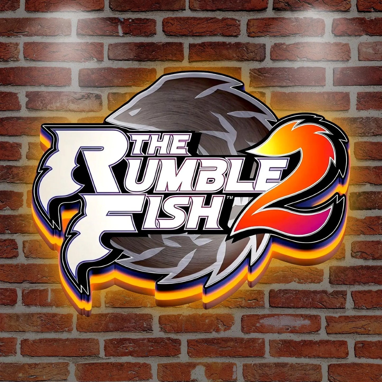 Fish Rumble II 3D Printed LED Lightbox for Gaming Room Decor FYLZGO Signs