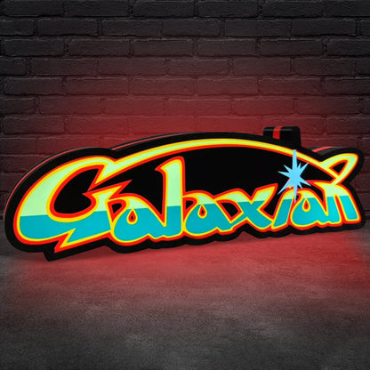 Galaxian Logo 3D Printed LED Lightbox for Gaming Room Decor, Galaga Classic Arcade Gaming Lightbox FYLZGO Signs