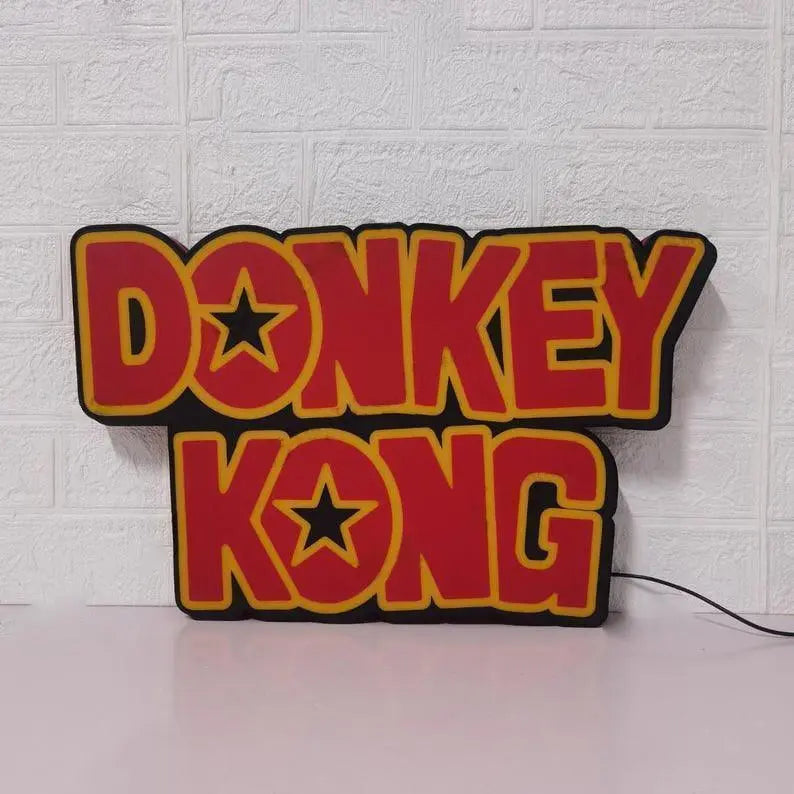Donkey Kong Logo LED Sign, 3D Printed, USB Powered & Full Dimmable FYLZGO Signs