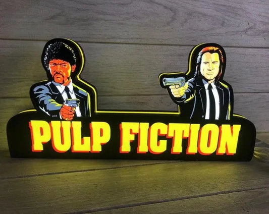 Pulp Fiction Pinball Topper Vincent & Jules 3D Printed Dome Light LED Light Box for Pinball Machine, Game Room Decor Illuminate Your Game Room FYLZGO Signs