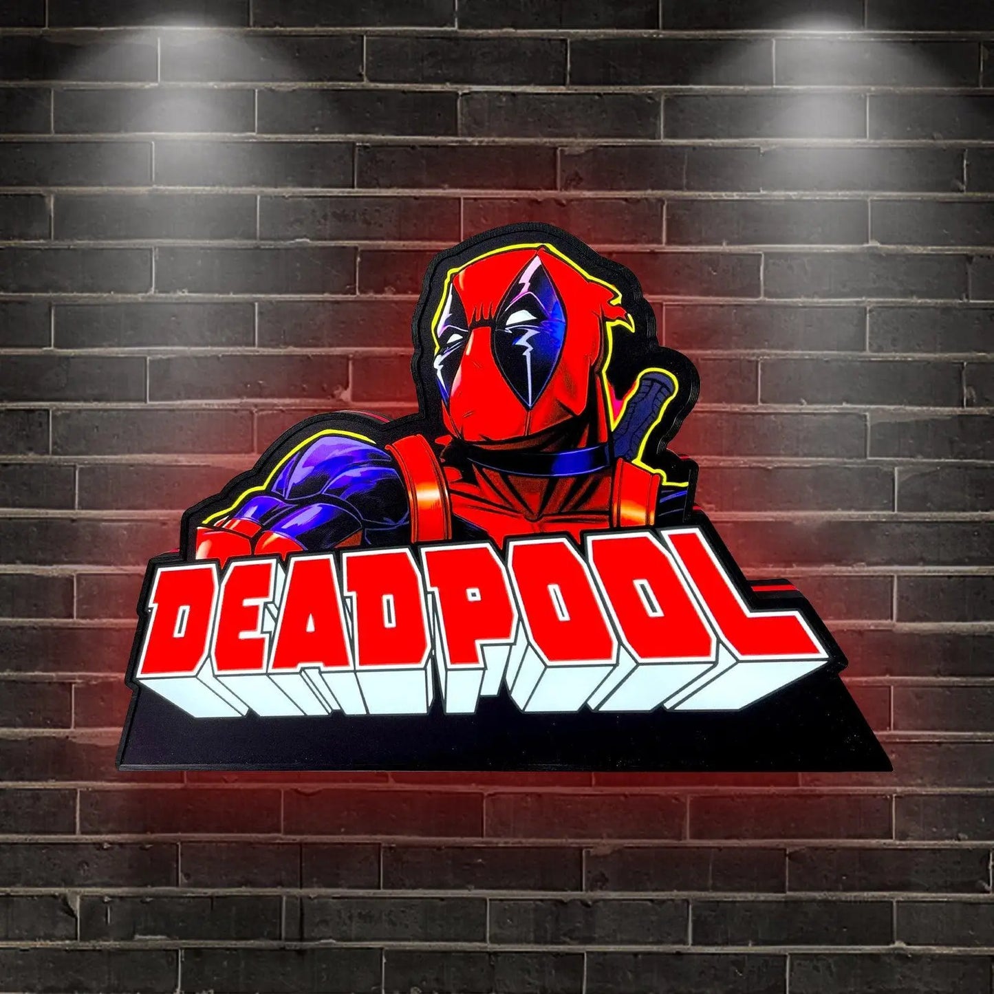 Super Hero Themed Deadpool Pinball Topper, 20 Inch LED Lightbox Pinball Topper, Functional Dimmer, 5V, USB Compatible,Super Hero Pinball Machine FYLZGO Signs