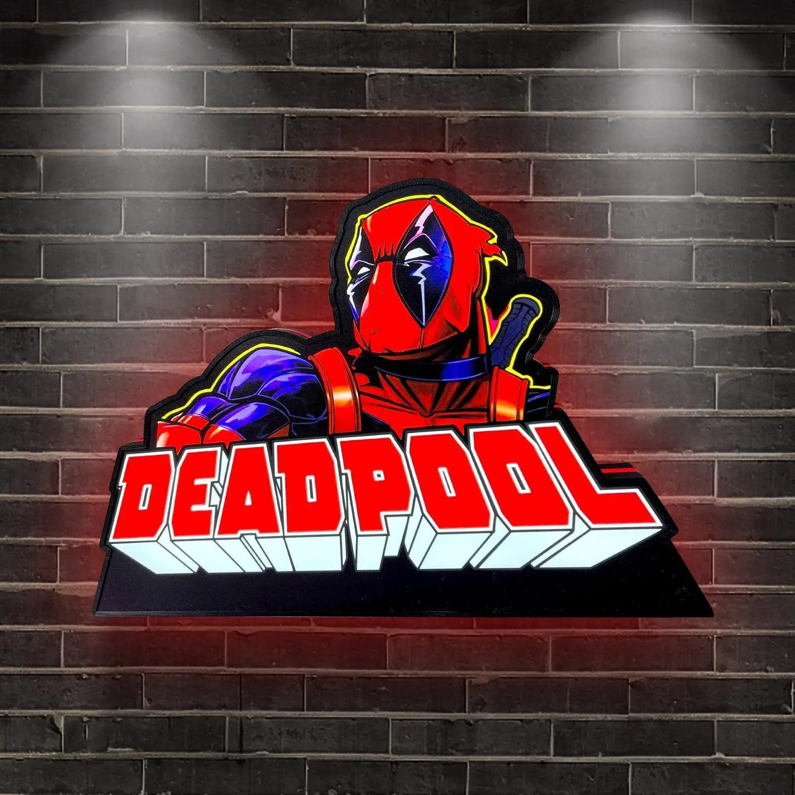 Super Hero Themed Deadpool Pinball Topper, 20 Inch LED Lightbox Pinball Topper, Functional Dimmer, 5V, USB Compatible,Super Hero Pinball Machine FYLZGO Signs