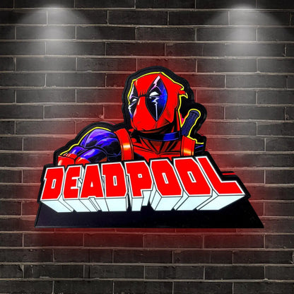 Super Hero Themed Deadpool Pinball Topper, 20 Inch LED Lightbox Pinball Topper, Functional Dimmer, 5V, USB Compatible,Super Hero Pinball Machine FYLZGO Signs