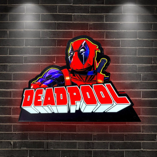Super Hero Themed Deadpool Pinball Topper, 20 Inch LED Lightbox Pinball Topper, Functional Dimmer, 5V, USB Compatible,Super Hero Pinball Machine FYLZGO Signs