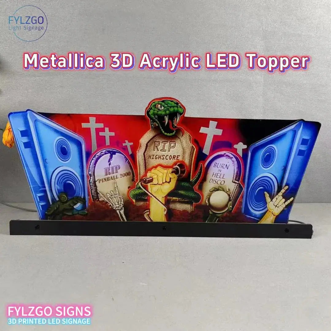 Metallica 3D Acrylic LED Topper, for Pinball Machine, Pinball Topper FYLZGO Signs