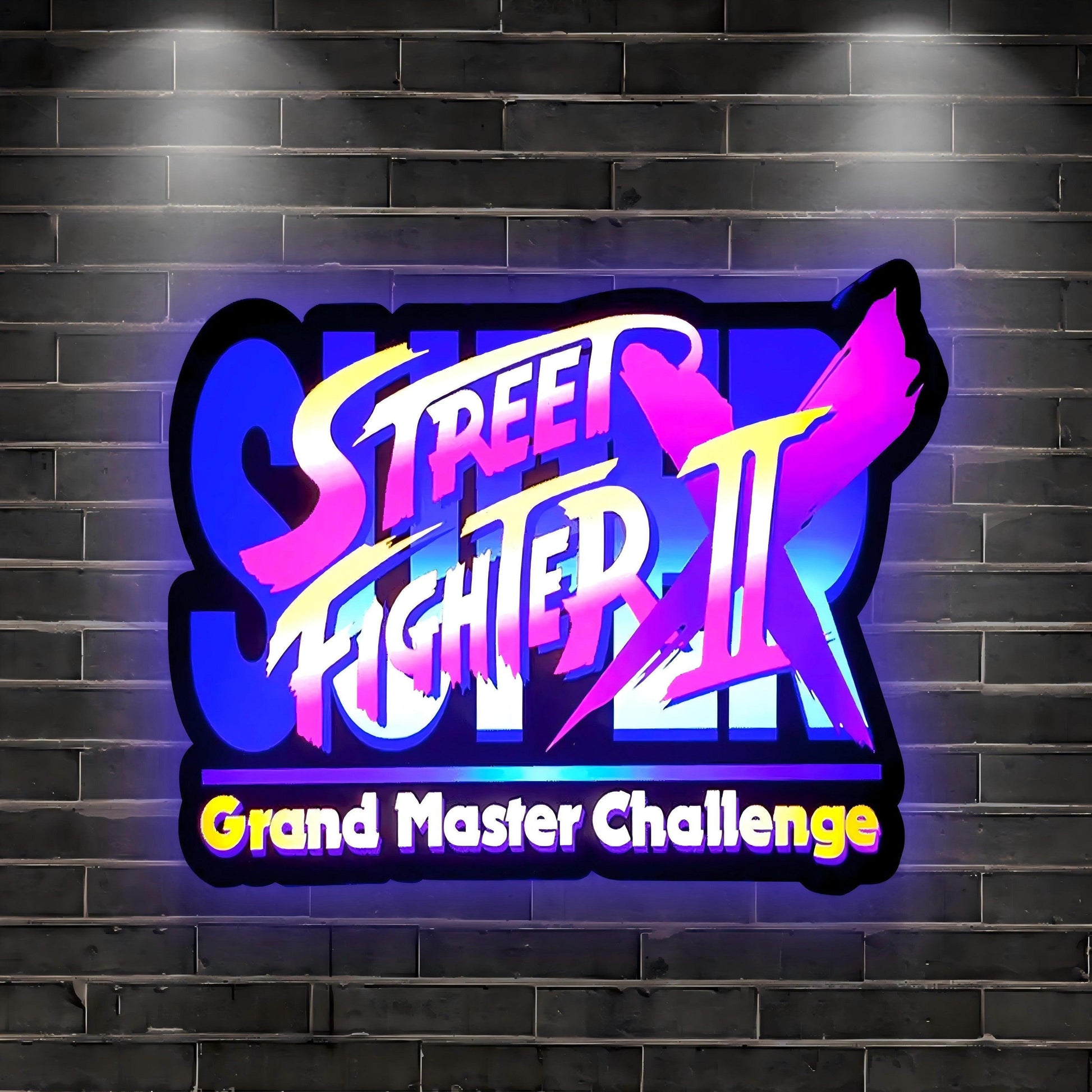 Grand Master Challenge Street Fighter I, II, III Logo Lightbox Light 3D Printed LED Lightbox FYLZGO Signs