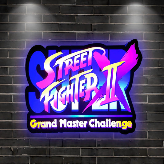Grand Master Challenge Street Fighter I, II, III Logo Lightbox Light 3D Printed LED Lightbox FYLZGO Signs