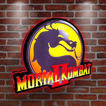 Mortal Kombat Logo 3D Print Desktop Lightbox, Mortal Kombat wall decor, led light wall decor, dragon wall art, dragon led sign, souvenirs, Mortal Kombat wall art, game room FYLZGO Signs