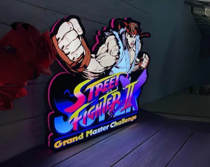 Street Fighter Sign Classic Arcade LED Light Box, Classic Fighting Game Arcade Toppers, LED Lightbox, Functional Dimmer, 5V, USB Compatible FYLZGO Signs