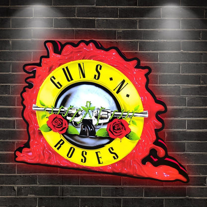 Custom Guns N' Roses by Jersey Jack Pinball 3D Logo Business Lightbox Nightlight Sign FYLZGO Signs