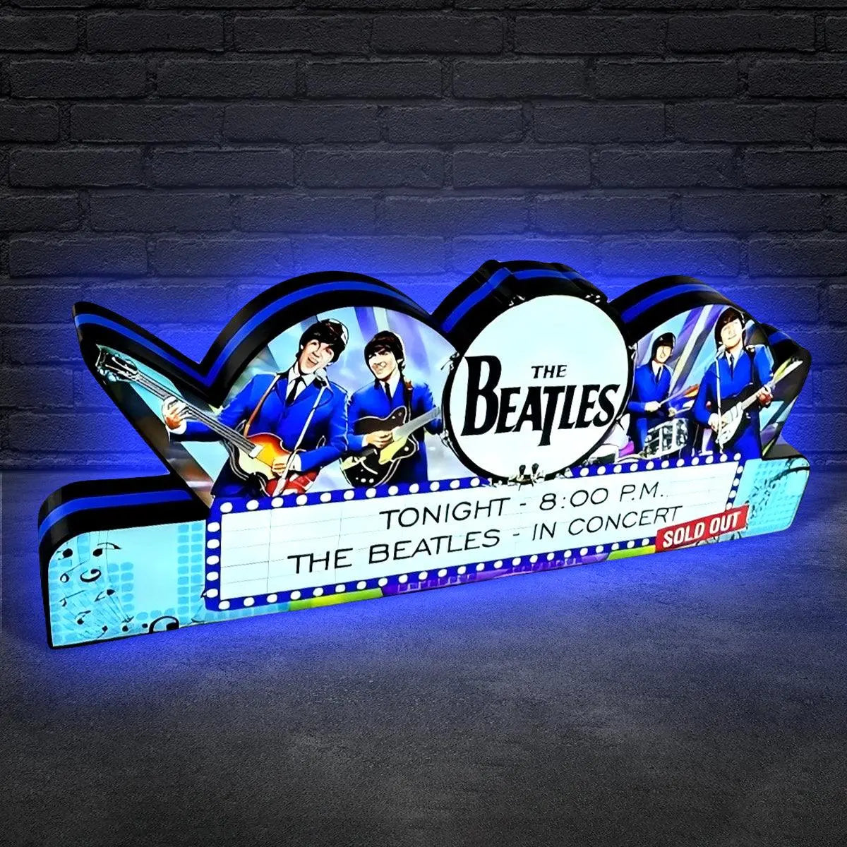 The Beatles Pinball Topper 3D Printed LED Led Lightbox, Arcade Game Led Lightbox, Perfect for Game Room or Pinball Machine FYLZGO Signs