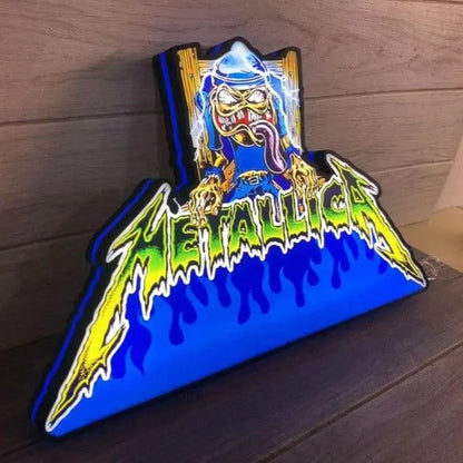 Metallica with Sparky's Electric Chair Pinball Topper 3D Printed Lightbox, USB plug Dimmer, Pinball Arcade Decor, Arcade Game Lightbox FYLZGO Signs