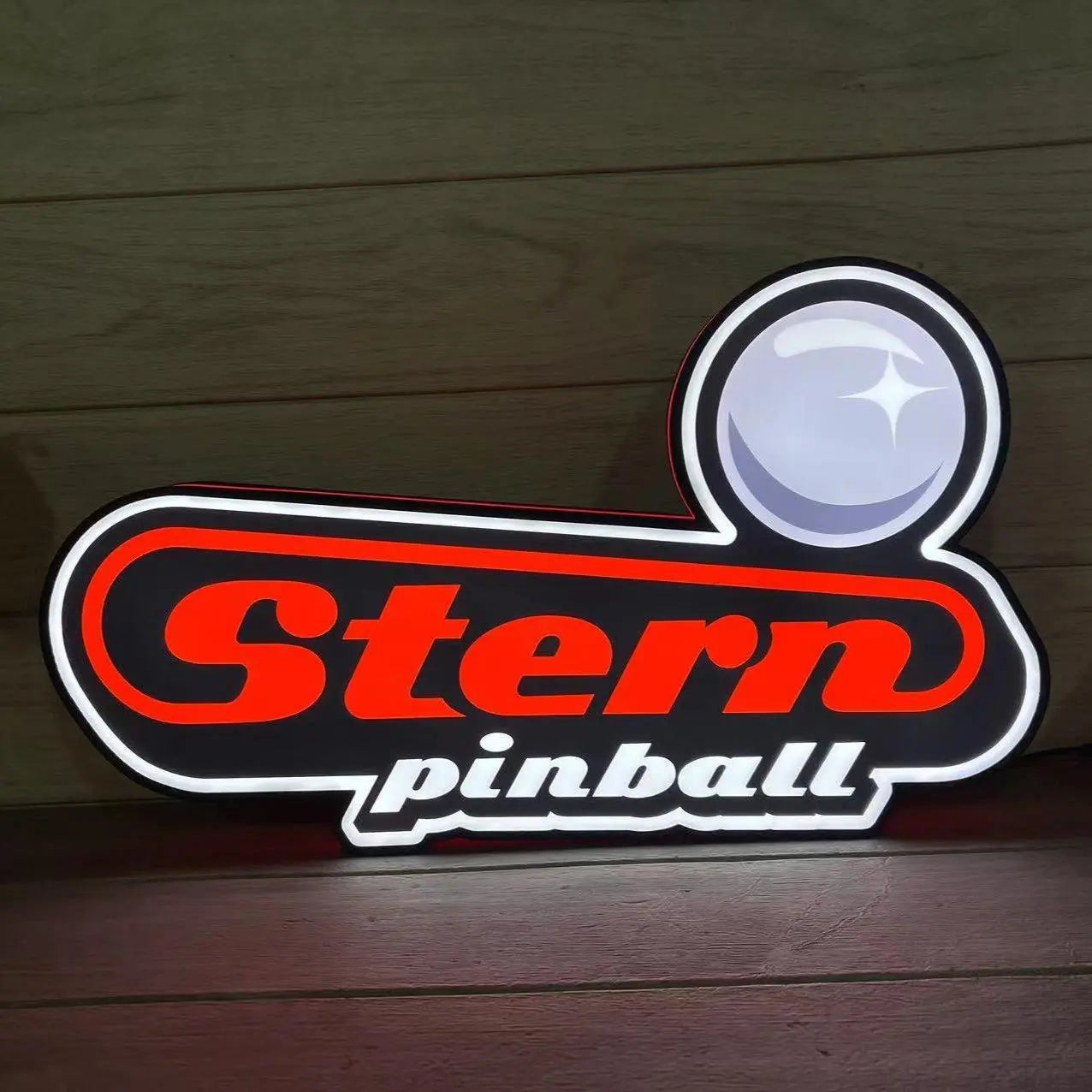 Stern Pinball Logo 3D Printed LED Lightbox Game Lightbox Logo 3D LED Light Box Retro Mega Drive Logo LED Lightbox Arcade Games Lightbox FYLZGO Signs