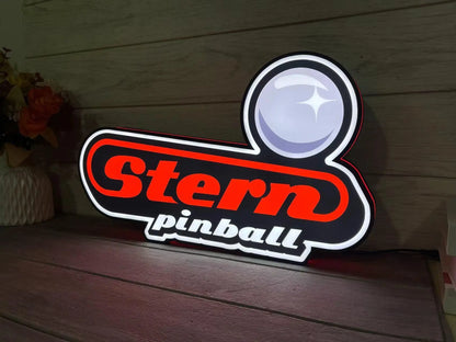 Stern Pinball Logo 3D Printed LED Lightbox Game Lightbox Logo 3D LED Light Box Retro Mega Drive Logo LED Lightbox Arcade Games Lightbox FYLZGO Signs