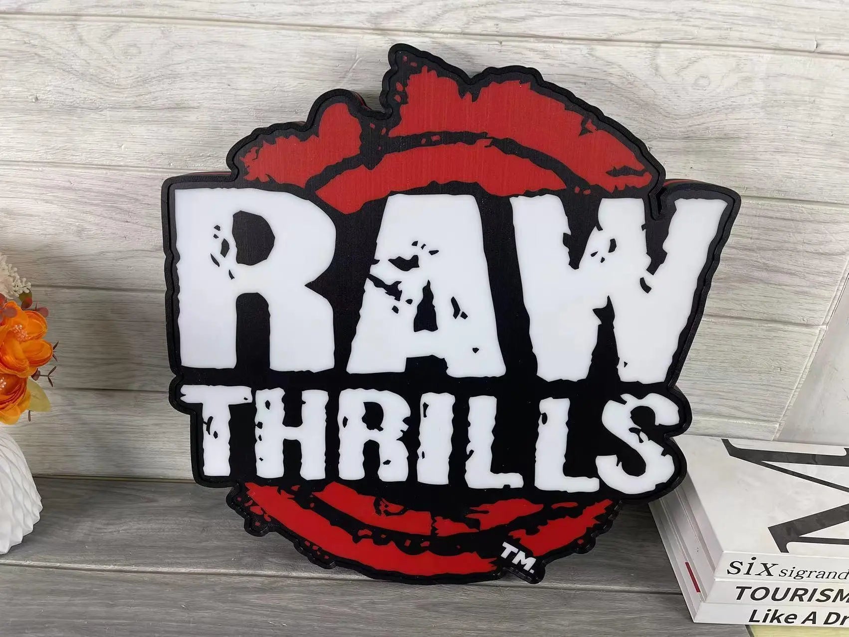 Raw Thrills Logo 3D LED Light Box Retro Mega Drive Logo LED Lightbox Arcade Games Lightbox FYLZGO Signs