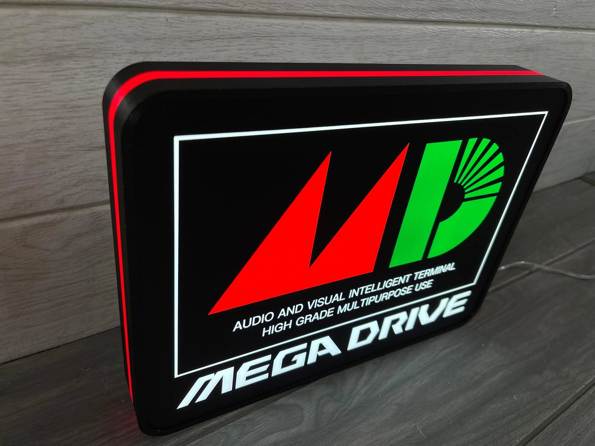 SEGA Genesis Mega Drive MD Logo 3D LED Light Box Retro Mega Drive Logo LED Lightbox, Perfect for Game Room, Functional Dimmer, 5V, USB Compatible FYLZGO Signs