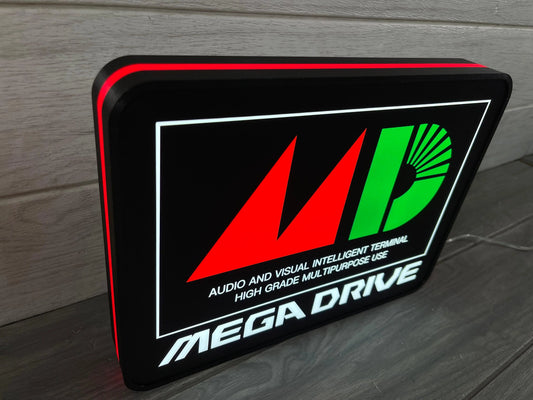 SEGA Genesis Mega Drive MD Logo 3D LED Light Box Retro Mega Drive Logo LED Lightbox, Perfect for Game Room, Functional Dimmer, 5V, USB Compatible FYLZGO Signs