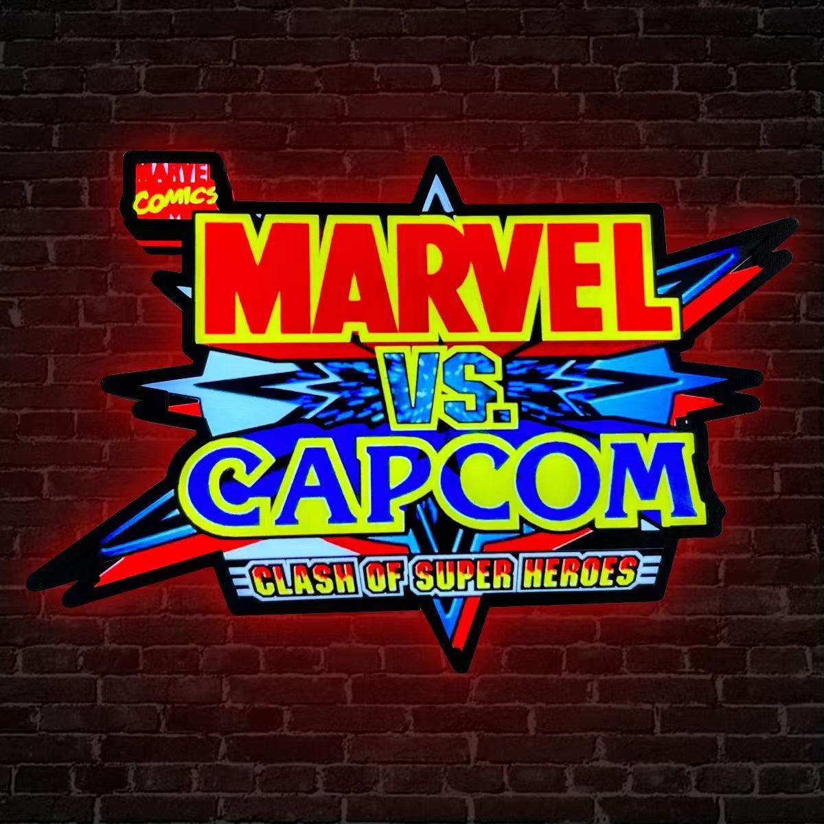 Marvel V Capcom LED Lightbox, Capcom vs Super Heros Game, Perfect for Arcade Room, Mancave, Marvel Fan, Functional Dimmer, USB plug FYLZGO Signs