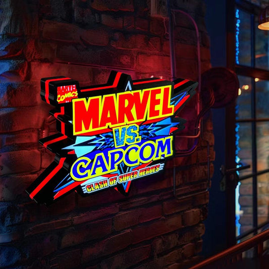 Marvel V Capcom LED Lightbox, Capcom vs Super Heros Game, Perfect for Arcade Room, Mancave, Marvel Fan, Functional Dimmer, USB plug FYLZGO Signs