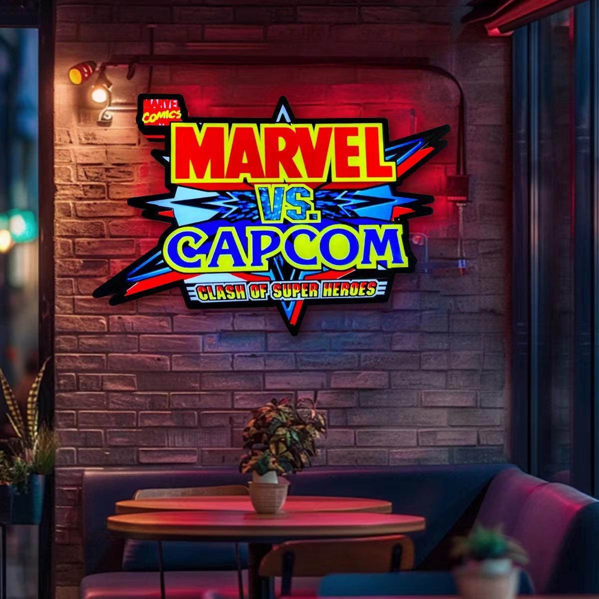 Marvel V Capcom LED Lightbox, Capcom vs Super Heros Game, Perfect for Arcade Room, Mancave, Marvel Fan, Functional Dimmer, USB plug FYLZGO Signs