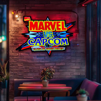 Marvel V Capcom LED Lightbox, Capcom vs Super Heros Game, Perfect for Arcade Room, Mancave, Marvel Fan, Functional Dimmer, USB plug FYLZGO Signs