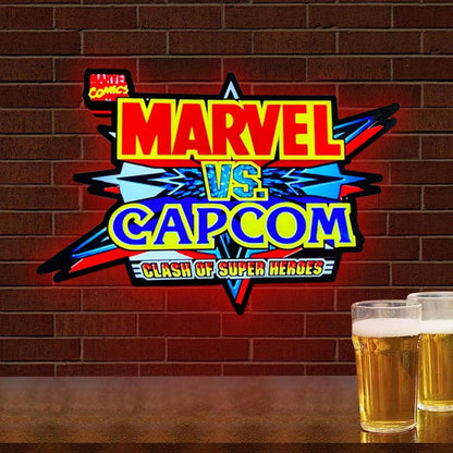 Marvel V Capcom LED Lightbox, Capcom vs Super Heros Game, Perfect for Arcade Room, Mancave, Marvel Fan, Functional Dimmer, USB plug FYLZGO Signs