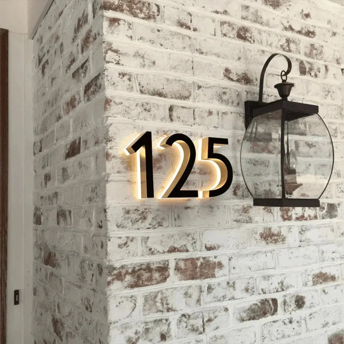 Led outdoor waterproof home name figures exterior acrylic metal illuminated house numbers signs for door room apartment FYLZGO Custom