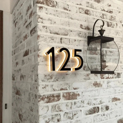Led outdoor waterproof home name figures exterior acrylic metal illuminated house numbers signs for door room apartment FYLZGO Custom