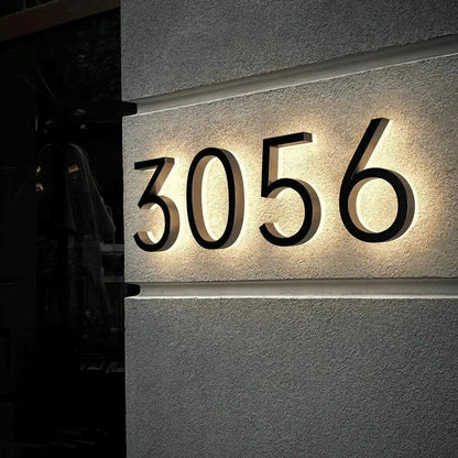 Led outdoor waterproof home name figures exterior acrylic metal illuminated house numbers signs for door room apartment FYLZGO Custom