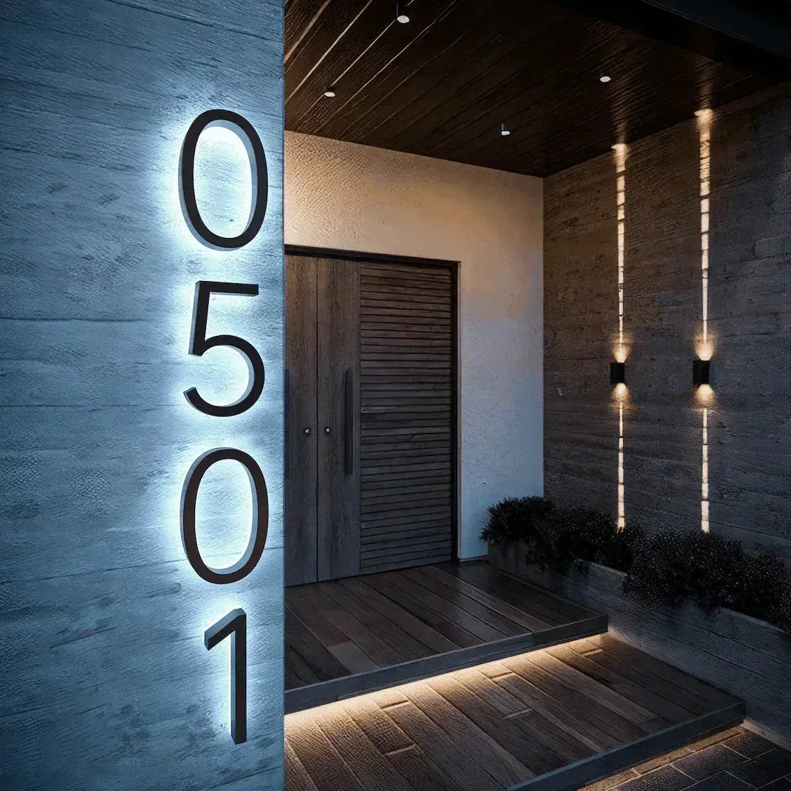 Led outdoor waterproof home name figures exterior acrylic metal illuminated house numbers signs for door room apartment FYLZGO Custom