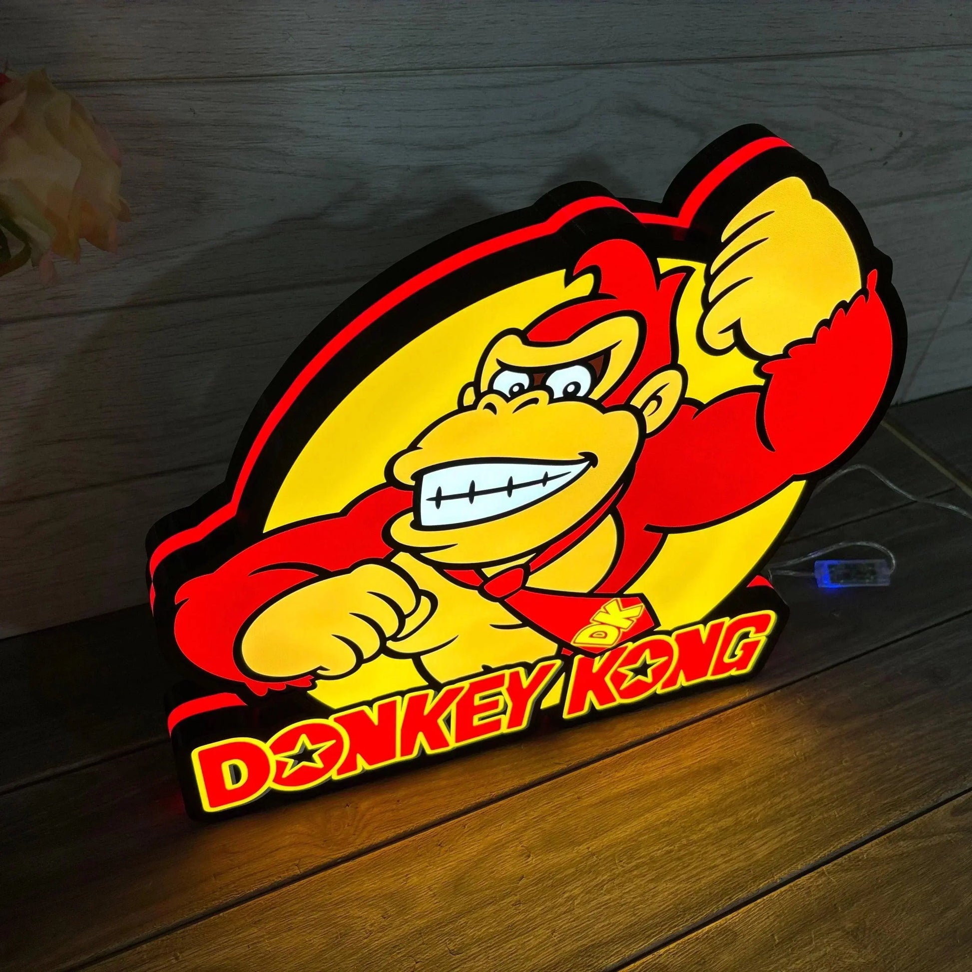 Donkey Kong Logo LED Sign, 3D Printed, USB Powered & Full Dimmable FYLZGO Signs