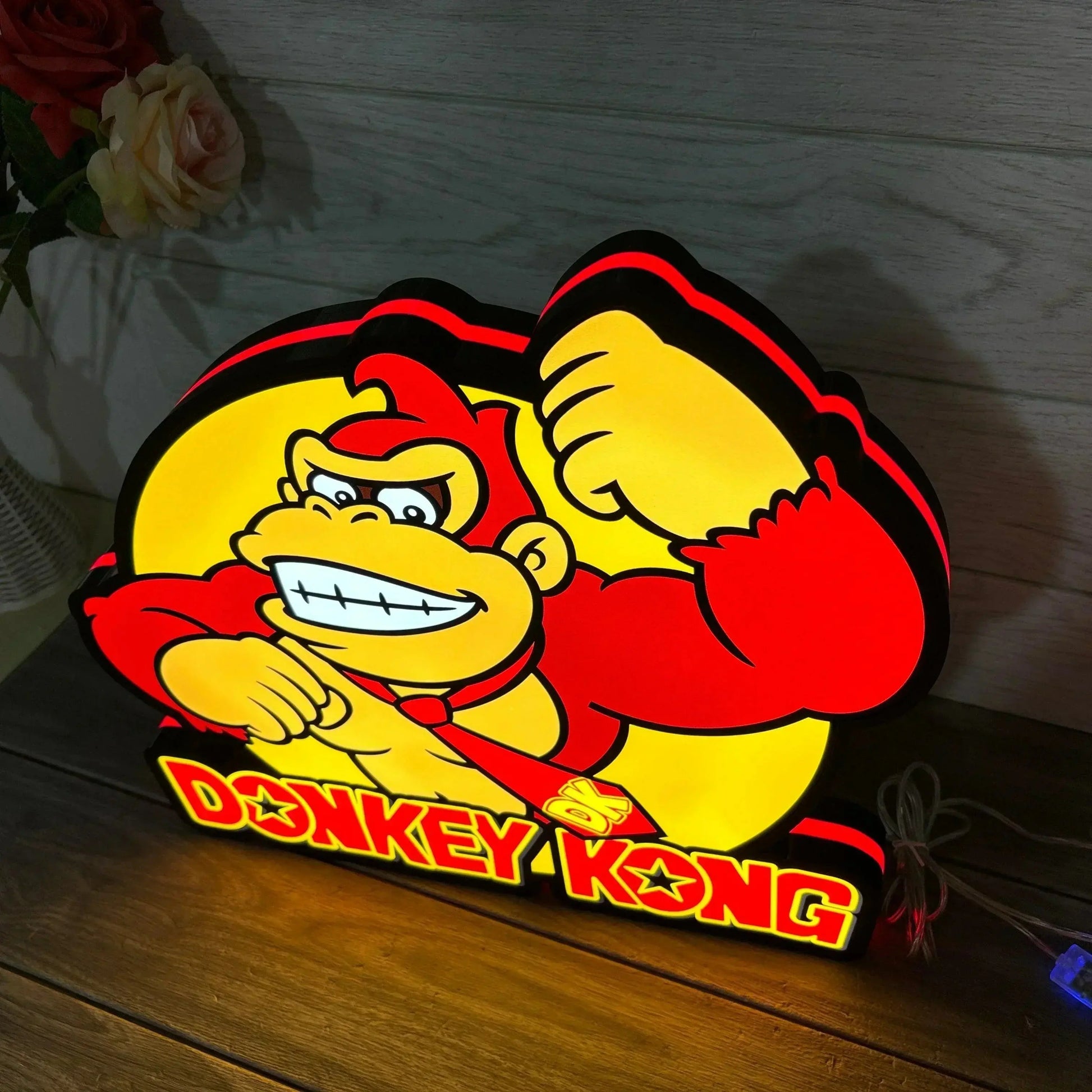 Donkey Kong Logo LED Sign, 3D Printed, USB Powered & Full Dimmable FYLZGO Signs