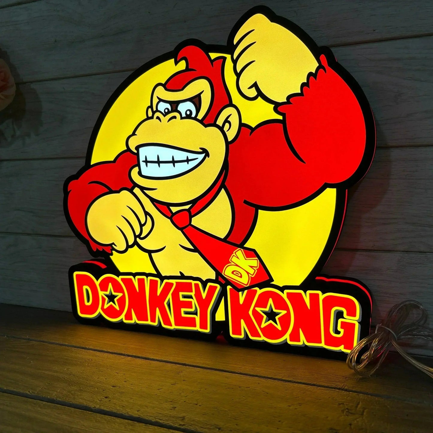 Donkey Kong Logo LED Sign, 3D Printed, USB Powered & Full Dimmable FYLZGO Signs