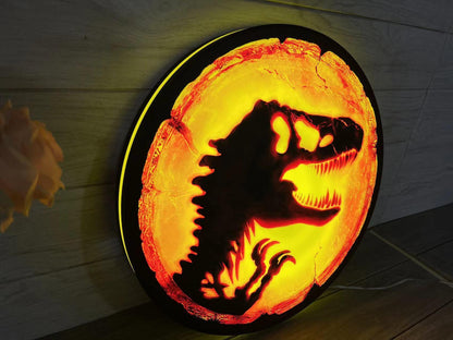 Jurassic World Dominion Amber 3D Printed LED Lightbox Sign Wall Art Fan Cave FYLZGO Signs