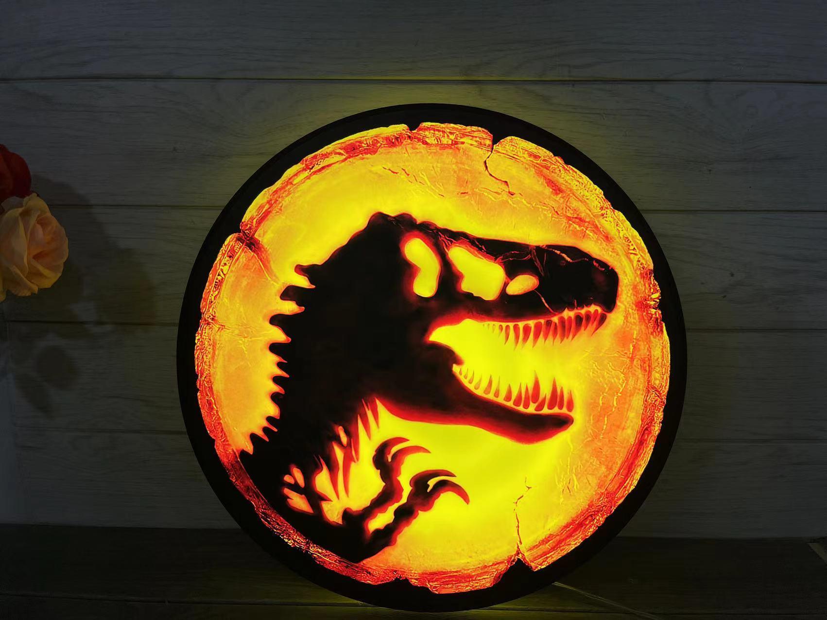 Jurassic World Dominion Amber 3D Printed LED Lightbox Sign Wall Art Fan Cave FYLZGO Signs